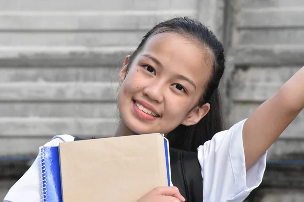 Bem Sucedido Asiático Estudante Adolescente Escola Menina — Fotografia de Stock