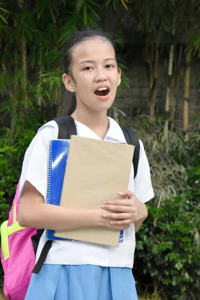 Ένα Κορίτσι Του Ασιατικού Σχολείου — Φωτογραφία Αρχείου