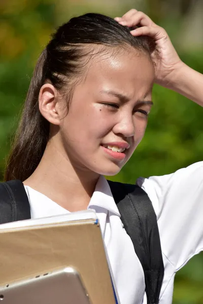 Una Filippina Femmina Studente Confusione — Foto Stock