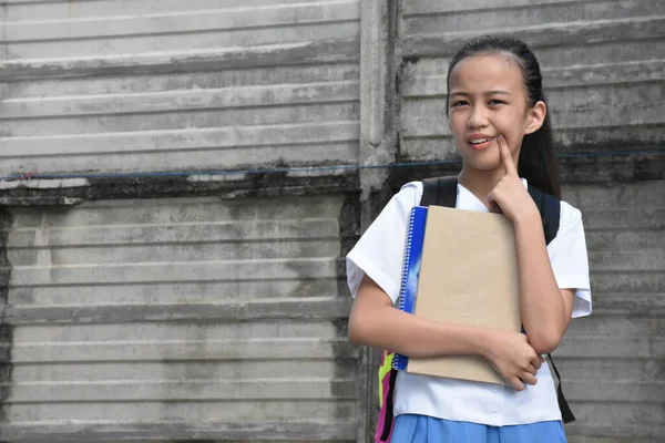 Jovem Escola Asiática Menina Com Dor Dente — Fotografia de Stock