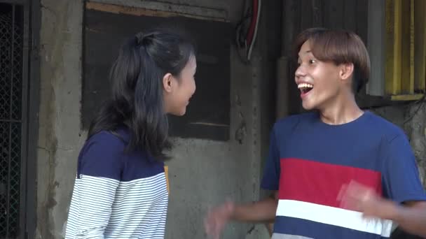 Happy Excited And Amazed Asian Siblings Or Friends — Stock Video