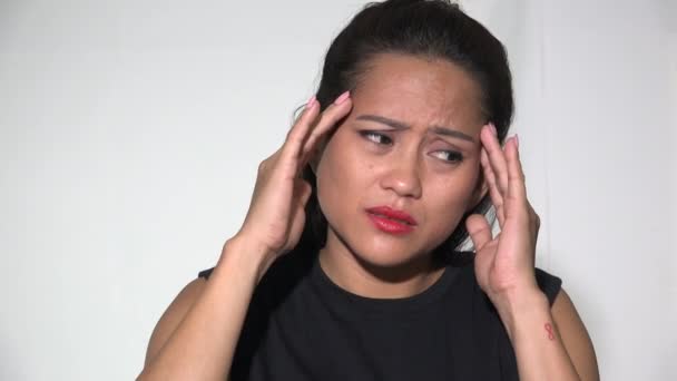 Stressed Anxious Asian Female — стокове відео