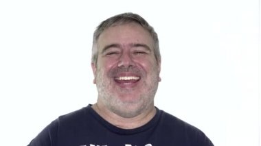 A Fat Male Adult Laughing Isolated
