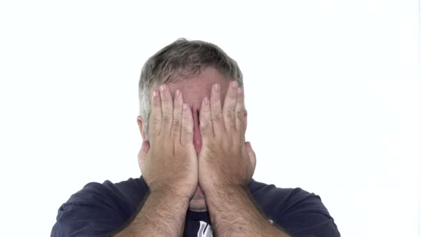 Tired Ashamed Male Adult Isolated — Video Stock