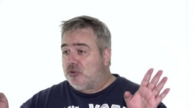 A Fat Male Adult Talking Isolated