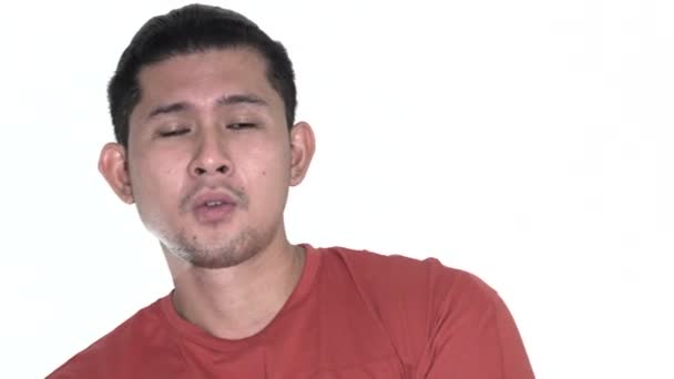 Handsome Asian Man Smiling Isolated — Stock videók