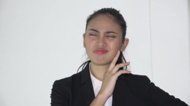 A Confused Asian Business Woman Isolated