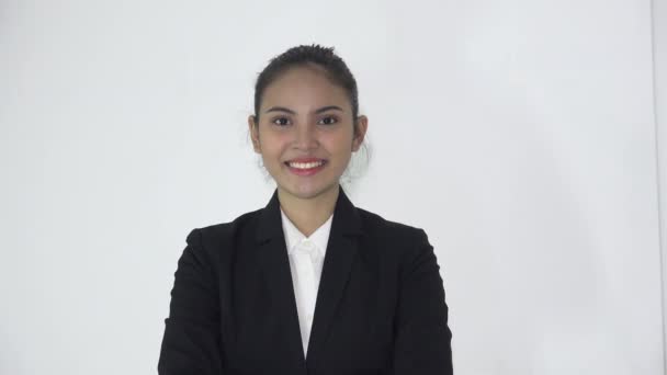 Smiling Filipina Business Woman Isolated — Stock video