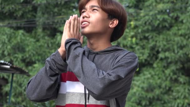 Cristão Asiático Masculino Orando — Vídeo de Stock