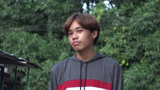 Asian Male Teen Winking Blinking — Stockvideo