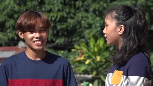 Asian Friends Siblings Talking — Stock Video