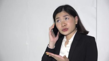 Serious Or Angry Business Woman Talking On Phone