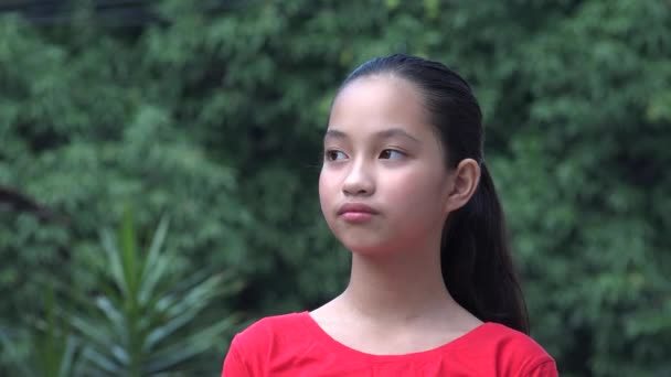 Nervous Anxious Asian Female Child — Stockvideo