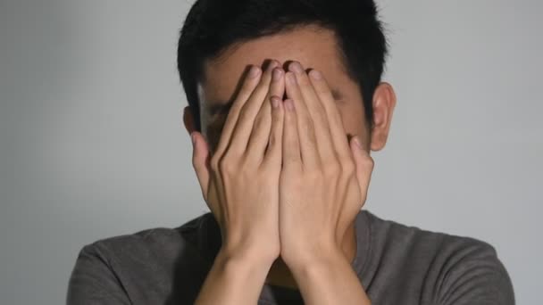 Asian Man Funny Faces Closeup Isolated — Stok video