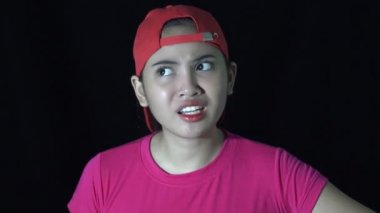 Sporty Stressed  Asian Adult Female Complaining Isolated