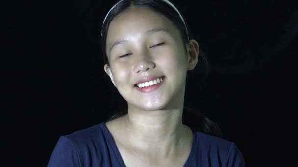 Cute Asian Teen Girl Smiling Isolated — Video Stock