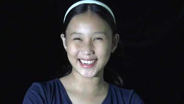 Cute Asian Teen Girl Laughing Isolated — Video