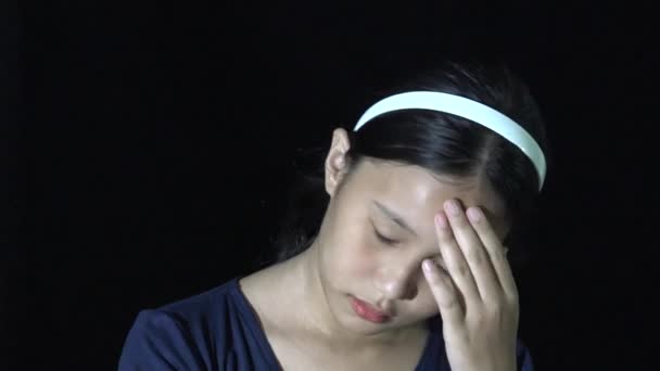 Sad Cute Asian Teen Isolated — 图库视频影像