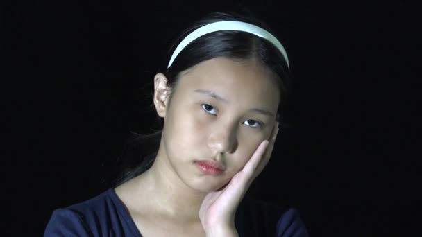 Unhappy Asian Teen Isolated — Stok video