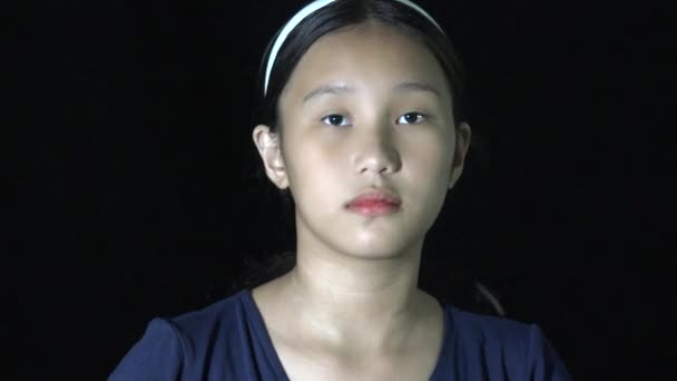 Cute Asian Teen Saluting Isolated — Stockvideo