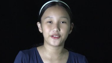 Cute Smiling Asian Girl Teen Isolated