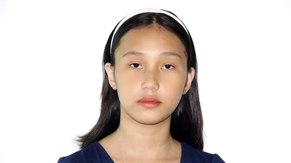 Unemotional Filipina Female Youngster Isolated — Fotografia de Stock