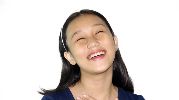 Youthful Filipina Youngster Laughter Isolated — Stok fotoğraf