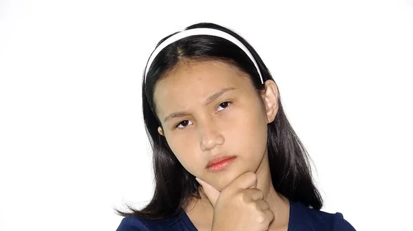 Teenager Girl Decision Making Isolated — Stockfoto