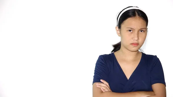 Angry Beautiful Asian Female Meme Isolated White — Stock Photo, Image