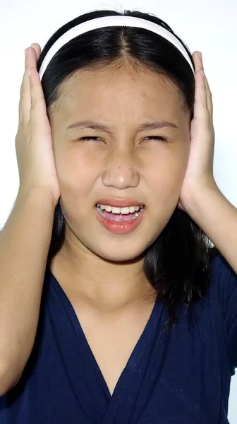 Stressed Asian Female Teenager Portrait — Stock Photo, Image