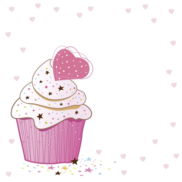 Cupcakes disegno su sfondo bianco — Vettoriale Stock