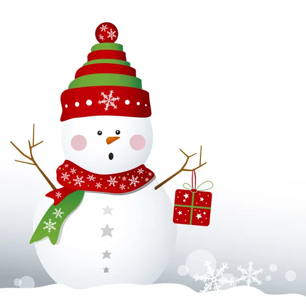 Snowman design for christmas background — Stock Vector