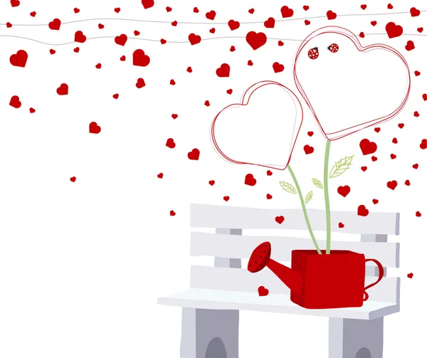 Arbre de coeur dans la boîte de l'eau sur la chaise — Image vectorielle