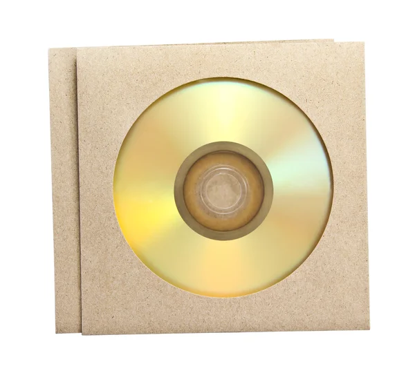 Disque compact en pack sur fond blanc — Photo