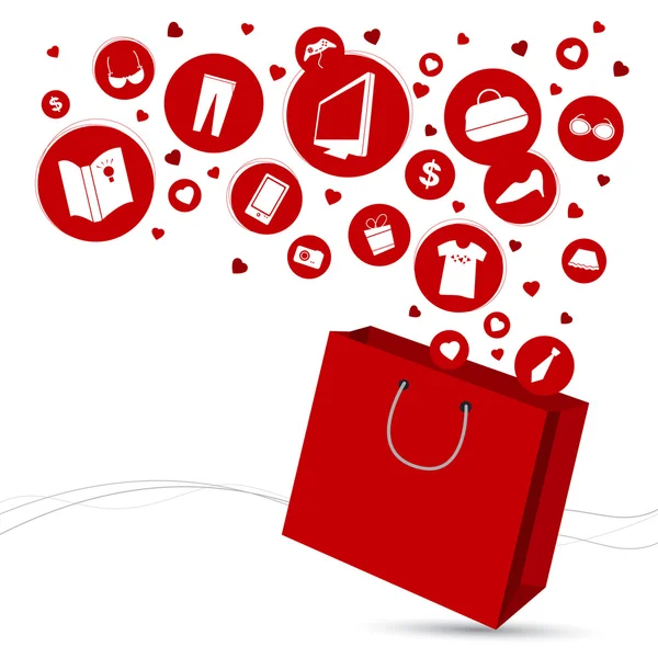 Τσάντα για ψώνια και ο fashion σχεδιασμός εικονίδιο — Διανυσματικό Αρχείο