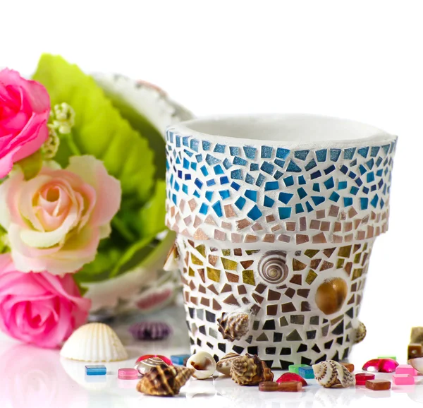 Mosaico vaso di fiori — Foto Stock