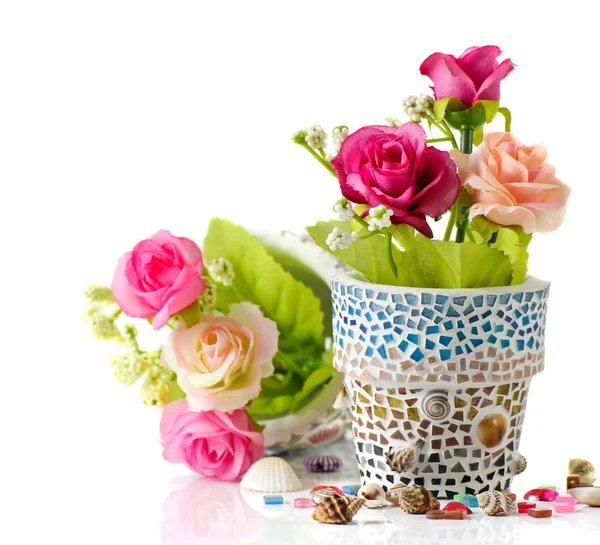 Mosaico vaso di fiori — Foto Stock