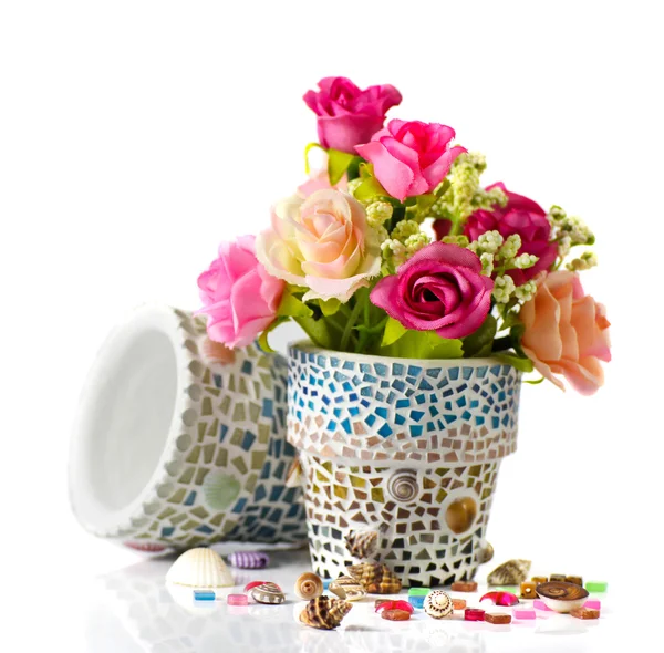 Mosaïque pot de fleurs — Photo