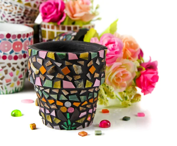 Mosaic flower pot — Stock Photo, Image