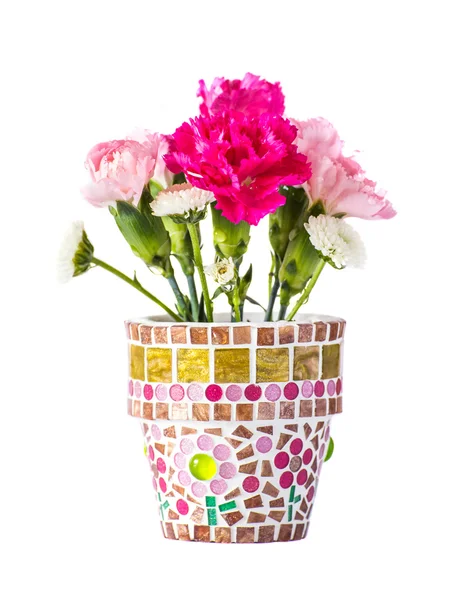 Garofano in vaso di fiori a mosaico — Foto Stock