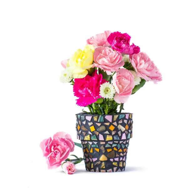 Garofano in vaso di fiori a mosaico — Foto Stock