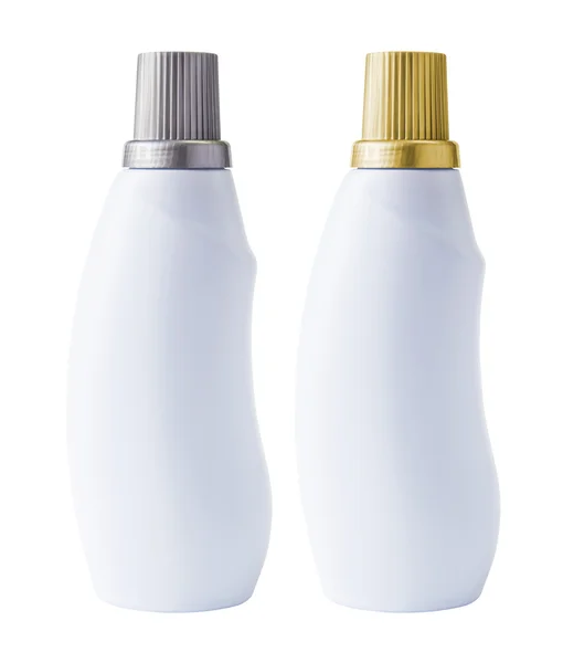 Waschmittelflaschen auf weißem Hintergrund mit Clipping-Pfad — Stockfoto
