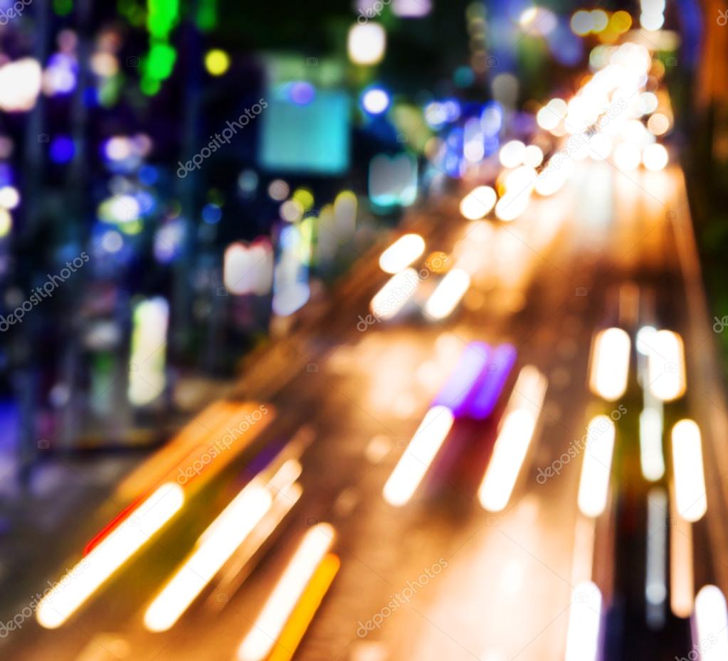 Night traffic. Motion blur.