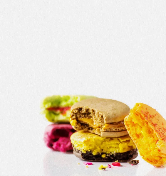 Macaron sur toile. Style peinture à l'huile . — Photo