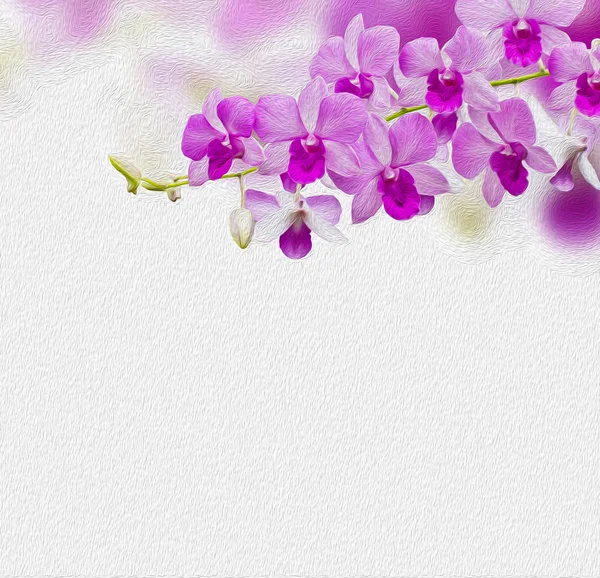 Orchids on canvas. Oil paint style. — Stock Photo, Image