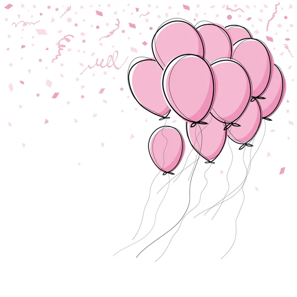 Vetor balão rosa sobre fundo branco — Vetor de Stock