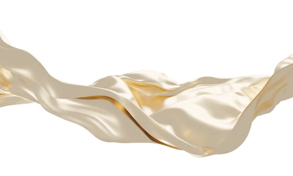 白い背景に隔離された風の中を飛ぶ真珠の布3Dレンダリング — ストック写真