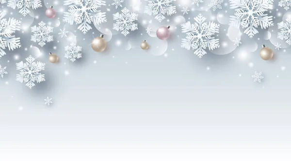 Vánoční Zimní Prapor Design Sněhové Vločky Lehkou Vektorovou Ilustrací — Stockový vektor