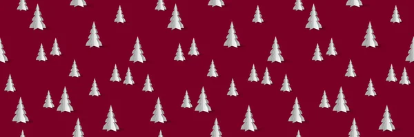 红底矢量图上的圣诞树无缝图案 — 图库矢量图片