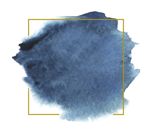 Μπλε Υδατογραφία Χρυσό Πλαίσιο Γραμμή Λευκό Φόντο Διανυσματική Απεικόνιση — Διανυσματικό Αρχείο